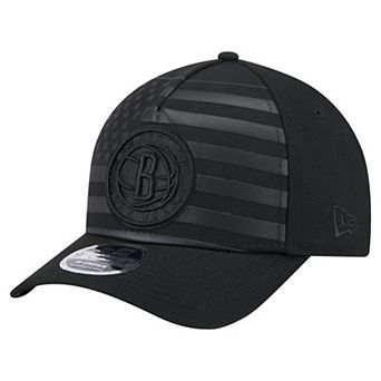 Men's New Era Black Brooklyn Nets Game Day Flag A-Frame 9FORTY Adjustable Hat