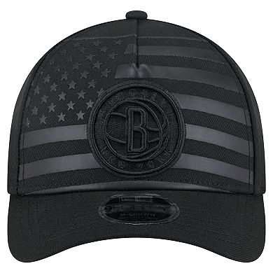 Men's New Era Black Brooklyn Nets Game Day Flag A-Frame 9FORTY Adjustable Hat
