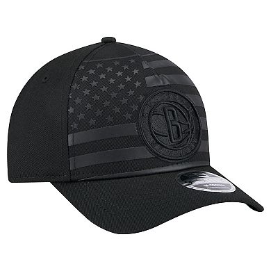 Men's New Era Black Brooklyn Nets Game Day Flag A-Frame 9FORTY Adjustable Hat