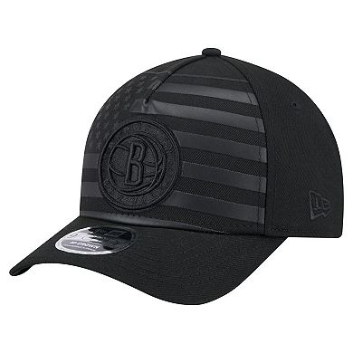 Men's New Era Black Brooklyn Nets Game Day Flag A-Frame 9FORTY Adjustable Hat