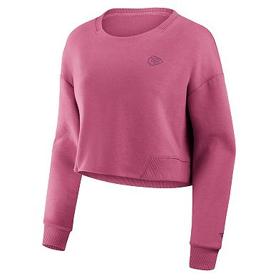 Women's Fanatics Pink Kansas City Chiefs Studio Tri-Blend Cropped Pullover Sweatshirt