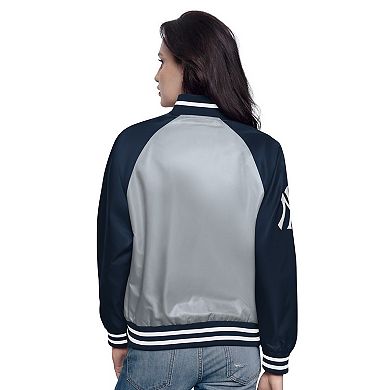 Women's Starter Gray/Navy New York Yankees Home Run Full-Snap Varsity Jacket