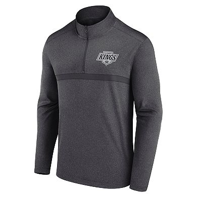 Men's Heather Charcoal Los Angeles Kings Head-to-Head Raglan Quarter-Zip Top