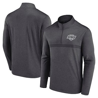Men's Heather Charcoal Los Angeles Kings Head-to-Head Raglan Quarter-Zip Top