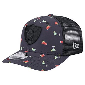 Men's New Era Navy/Black Las Vegas Raiders Adventure Drinks Pattern 9SEVENTY Stretch-Snap Hat