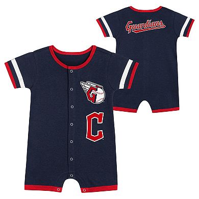 Infant Navy Cleveland Guardians Double Hit Coverall 2-Piece Set
