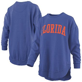 Women's Pressbox Royal Florida Gators Melange Poncho Vintage Fleece Long Sleeve Pullover Sweatshirt