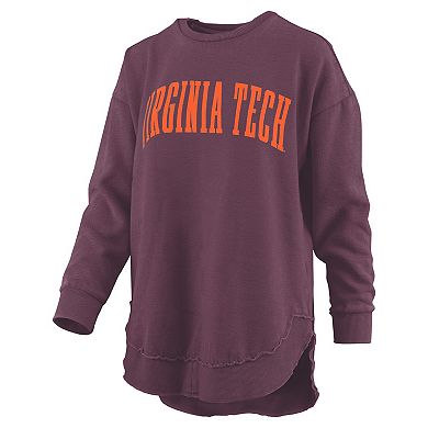 Women's Pressbox Maroon Virginia Tech Hokies Melange Poncho Vintage Fleece Long Sleeve Pullover Sweatshirt