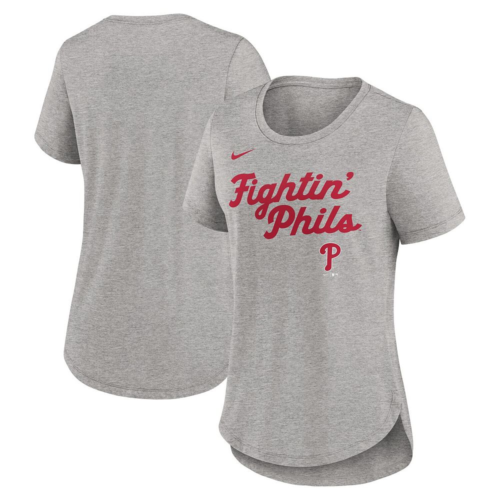 売れ筋商品|||ナイキ カットソー トップス レディース Women's Heather Gray Philadelphia Phillies Script Tri-Blend T-Shirt Heather Gray Women's Nike Heather Gray Philadelphia Phillies Script Tri