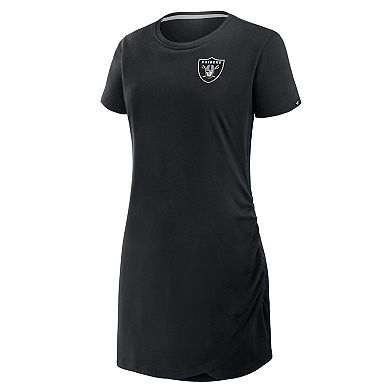 Women's Fanatics Black Las Vegas Raiders Ruched Drape T-Shirt Dress