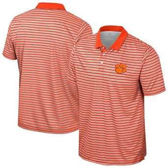 Men's Colosseum Orange Clemson Tigers Striped Polo