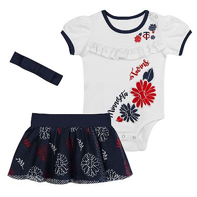 Infant White Minnesota Twins Sweet Catcher 3-Piece Headband Skirt Set