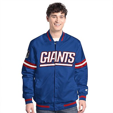 Men's Starter Royal New York Giants Scout Full-Snap Varsity Jacket
