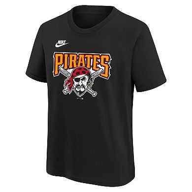 Youth Nike Black Pittsburgh Pirates Cooperstown Collection Team Logo T-Shirt