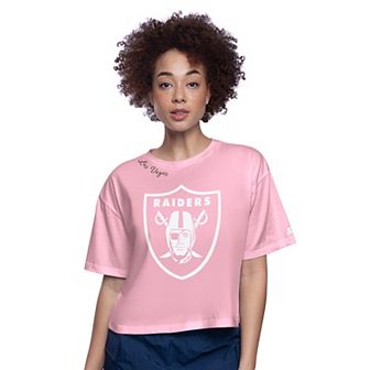 Women's Starter Pink Las Vegas Raiders Play the Ball Boxy Cropped T-Shirt