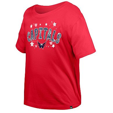 Girl's Youth New Era Red Washington Capitals Flip Sequin T-Shirt