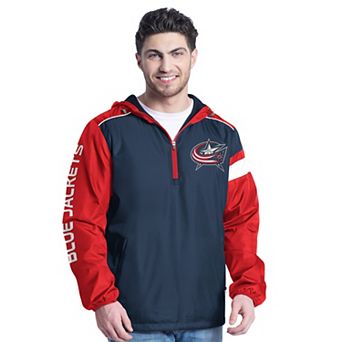 Men's G-III Sports by Carl Banks Navy/Red Columbus Blue Jackets Lateral Half-Zip Hoodie Jacket