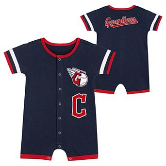 Newborn Navy Cleveland Guardians Double Hit Coveralls