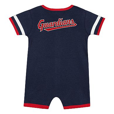 Newborn Navy Cleveland Guardians Double Hit Coveralls
