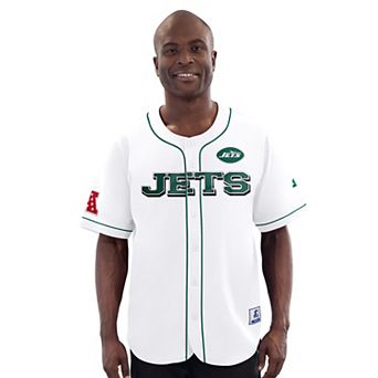 Men's Starter White New York Jets Relay Full-Button Baseball Jersey