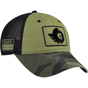 Men's Fanatics Olive Ottawa Senators Military Appreciation Trucker Adjustable Hat