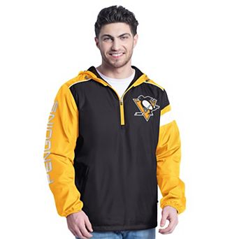 Men's G-III Sports by Carl Banks Black/Gold Pittsburgh Penguins Lateral Half-Zip Hoodie Jacket