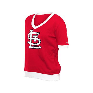Women's�New Era Red St. Louis Cardinals Game Day Rhinestone V-Neck T-Shirt