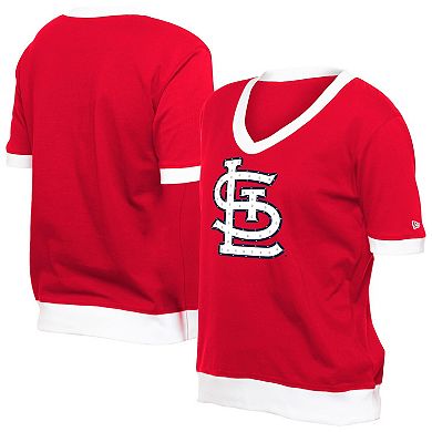 Women's�New Era Red St. Louis Cardinals Game Day Rhinestone V-Neck T-Shirt