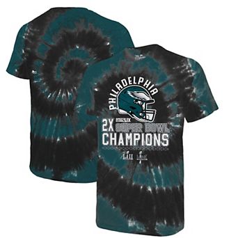 Men's Majestic Threads Midnight Green/Black Philadelphia Eagles Two-Time Super Bowl Champions Hard Count Spiral Tie-Dye T-Shirt