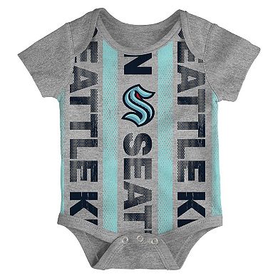 Newborn Seattle Kraken Loyal Buddies Three-Pack Bodysuit Set