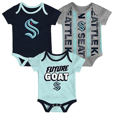 Newborn Seattle Kraken Loyal Buddies Three-Pack Bodysuit Set