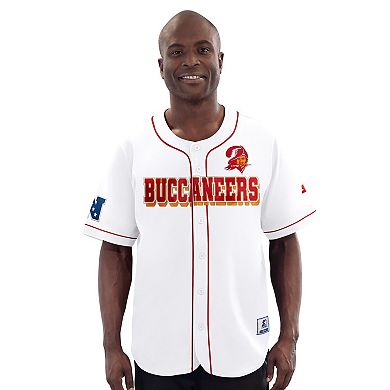 Men's Starter White Tampa Bay Buccaneers Relay Vintage Full-Button Baseball Jersey