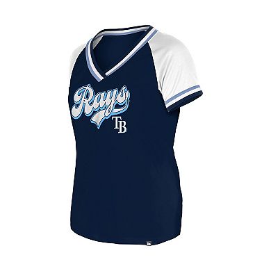 Women's New Era Navy Tampa Bay Rays Gameday Raglan V-Neck T-Shirt