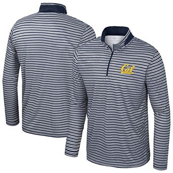Men's Colosseum Navy Cal Bears Striped Quarter-Zip Top