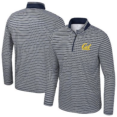 Men's Colosseum Navy Cal Bears Striped Quarter-Zip Top