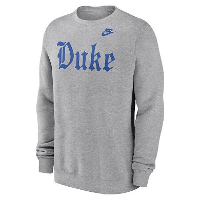 Men's Nike Heather Gray Duke Blue Devils Old English Pullover Sweatshirt