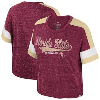 Women's Colosseum Garnet Florida State Seminoles Color Block Scoop Neck T-Shirt