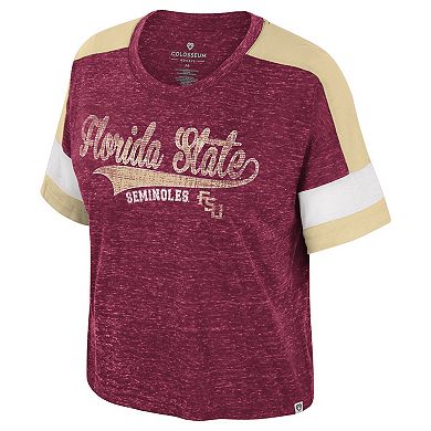 Women's Colosseum Garnet Florida State Seminoles Color Block Scoop Neck T-Shirt