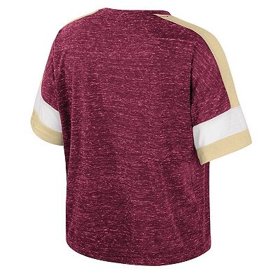 Women's Colosseum Garnet Florida State Seminoles Color Block Scoop Neck T-Shirt
