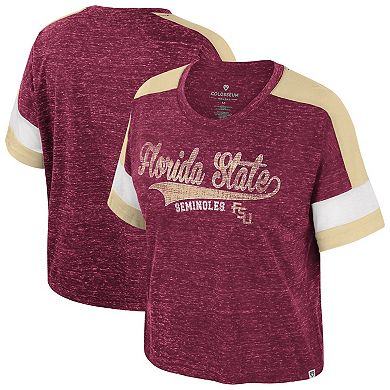 Women's Colosseum Garnet Florida State Seminoles Color Block Scoop Neck T-Shirt