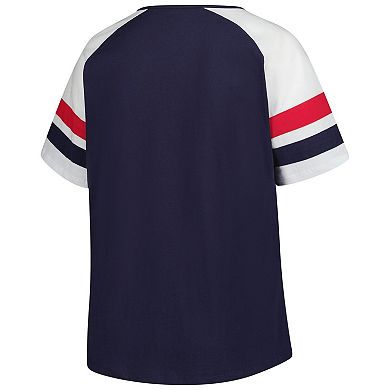 Women's Profile Navy Cleveland Guardians Plus Sized Arched Notch Neck T-Shirt