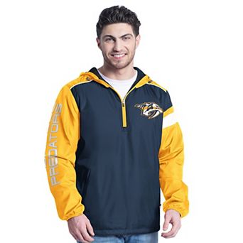 Men's G-III Sports by Carl Banks Navy/Gold Nashville Predators Lateral Half-Zip Hoodie Jacket