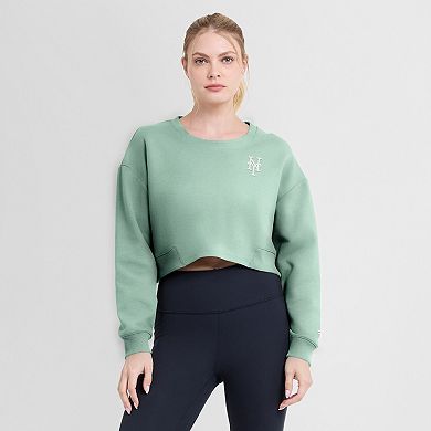 Women's Fanatics Mint New York Mets Relax Studio Cropped Pullover Sweatshirt