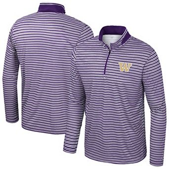 Men's Colosseum Purple Washington Huskies Striped Quarter-Zip Top