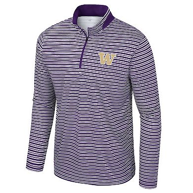 Men's Colosseum Purple Washington Huskies Striped Quarter-Zip Top
