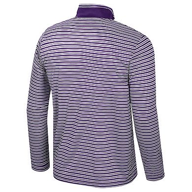 Men's Colosseum Purple Washington Huskies Striped Quarter-Zip Top