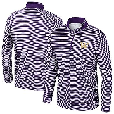 Men's Colosseum Purple Washington Huskies Striped Quarter-Zip Top