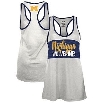 Women's Pressbox White/Navy Michigan Wolverines Tracy Racerback Tank Top