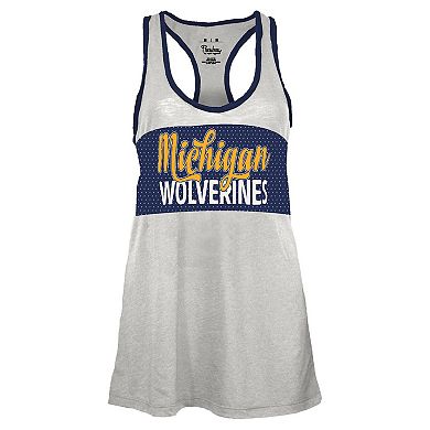 Women's Pressbox White/Navy Michigan Wolverines Tracy Racerback Tank Top