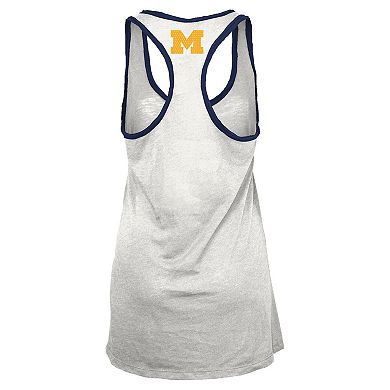 Women's Pressbox White/Navy Michigan Wolverines Tracy Racerback Tank Top